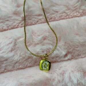 G letter Elegant cubic zirconia stone Gold Necklace
